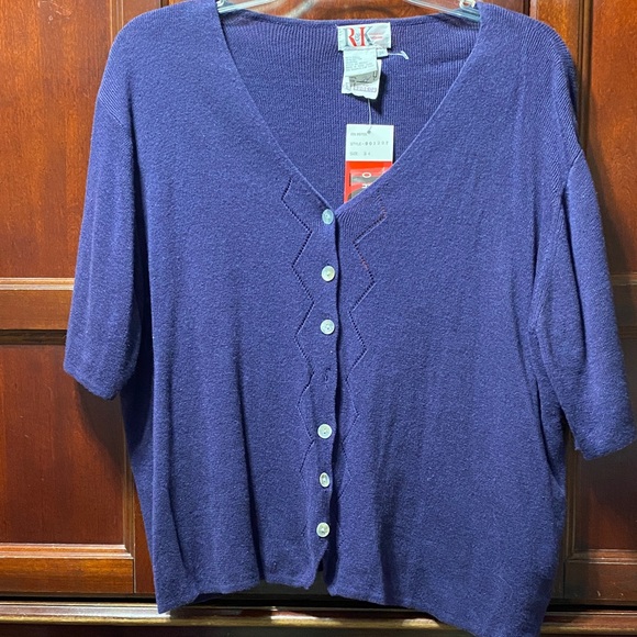 R&K Originals Woman size 24 purple short cut short sleeve sweater - Picture 1 of 16